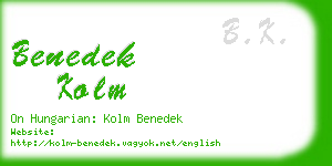 benedek kolm business card